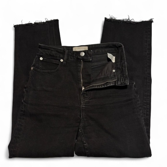 Everlane Curvy Way High Jeans Sz 24 Black Cropped High Rise Raw Hem Straight Leg - Picture 4 of 7